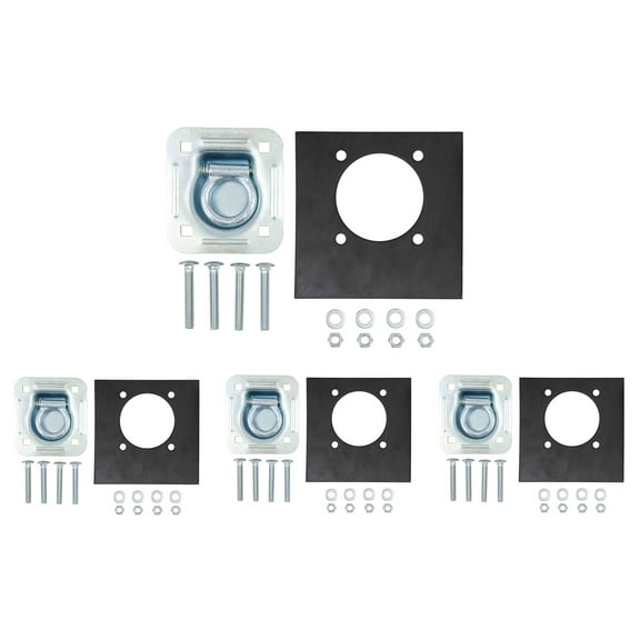 Recessed Plate D-Ring 4-pk, 6000 lbs Capacity, Tie-Down for Flatbed, Enclosed Trailers, Pickup Trucks