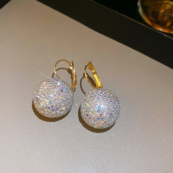 LunaGlo Diamond Ball Earrings for Women Exquisite Niche Design Earrings Light Luxury Fashion Earrings