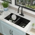thumbnail image 3 of 33 Granite Composite Kitchen Sink Double Bowl - Fulorni 33"×19" Granite Kitchen Sink Black Undermount Double Bowl 50/50 Matte Black Quartz Classic Composite Under Counter Sink Basin, 3 of 8