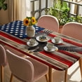thumbnail image 3 of American Flag Table Cloths for 3 Foot Rectangle Tables, Eagle Blue Red USA Flag Retro Patio Waterproof Elastic Fitted Tablecloths, Washable Rectangular Table Cover for Camping, 3 of 8