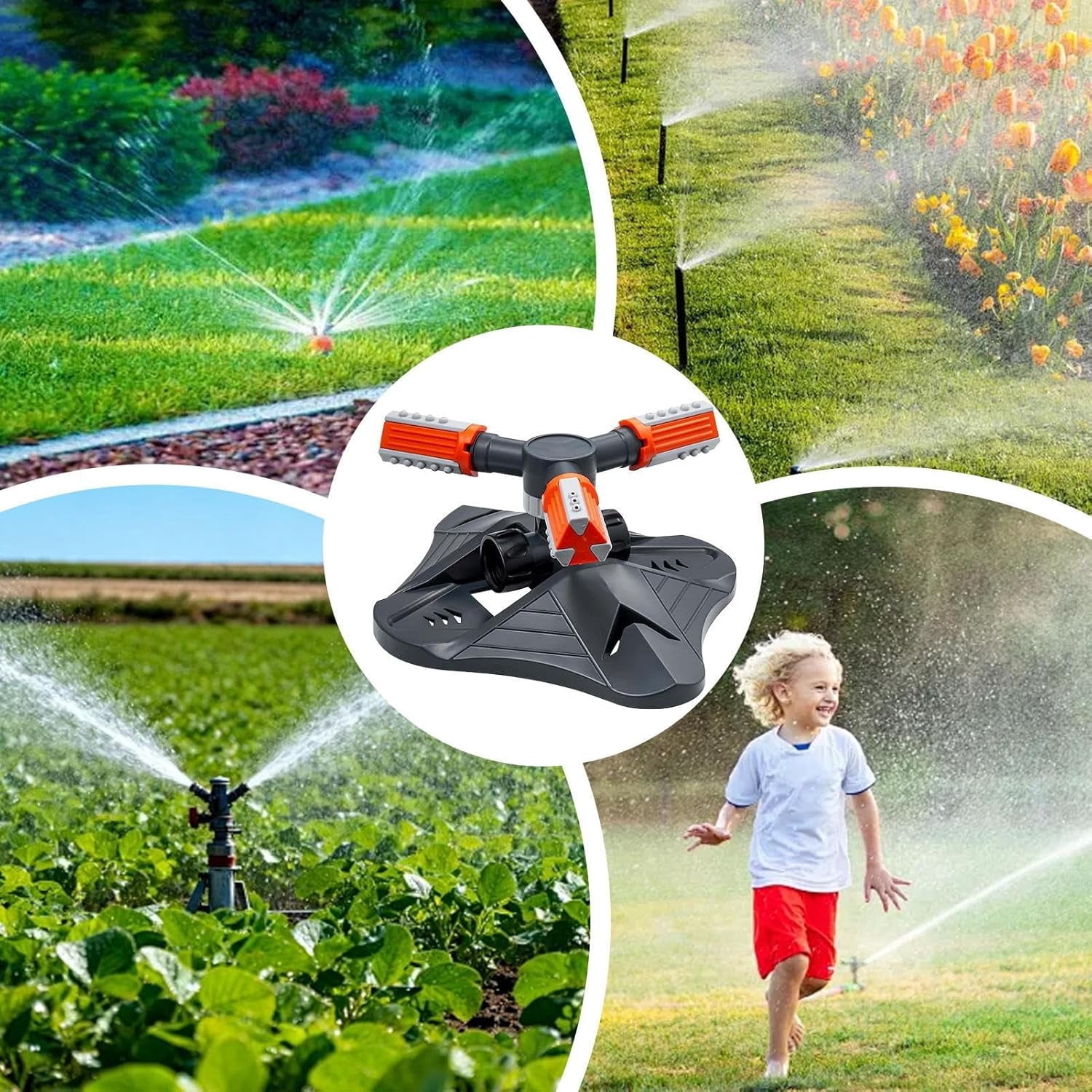 Lawn Sprinkler Sprayer - 360 Rotating Irrigation, Automatic Garden with Flower Bed, Kids Pets with Greenhouse Nursery, Garden Sprayer, Vegetable Patch Lawn Sprinkler for Kids Pets Playing