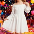 thumbnail image 2 of Girls Carnival Dress for Themed Parties and Halloween Pretend Play, Renaissance Off the Shoulder Bell Sleeve Smocked Flowy Peasant Fairy Dress, 2 of 9