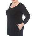 thumbnail image 5 of White Mark Women's Plus Size Quarter Sleeve Solid Sharkbite Tunic Top, 5 of 5