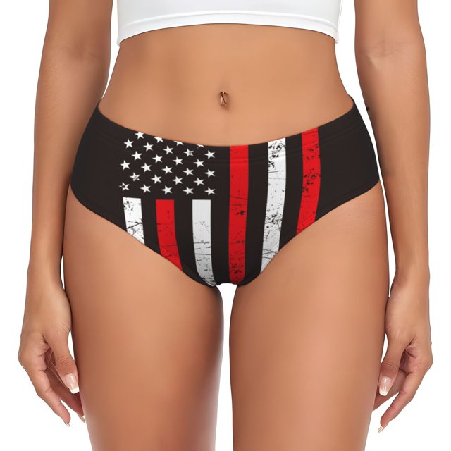 Fotbe USA Flag Cross Calzones Estampados para Mujer – Ropa Interior de Algodón, Cómoda, Suave y Elástica-3X-Large