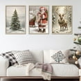 thumbnail image 4 of 3 Pcs Vintage Christmas Canvas Wall Art Snow Scene Santa Xmas Tree Reindeer Retro Winter Wall Decor Posters Print Artwork for Living room Bedroom Home Decoration Unframed, 4 of 6
