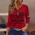 thumbnail image 2 of 250th America Anniversary Shirt Women 3/4 Length Sleeve V Neck Button Down USA Flag Freedom Tops, 2 of 3