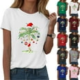 thumbnail image 5 of TTUHYWXI Christmas Palm Tree Shirts for Women Funny Hawaiian Beach Tropical Xmas Top Short Sleeve Casual Graphic Print T Shirt (Wine, M), 5 of 8