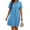 Sky Blue, variant on tasrioml Women A-Line Dress V-Neck Lapel Short Sleeve Solid Color Summer Dress Loose Fit Lightweight Casual Dress