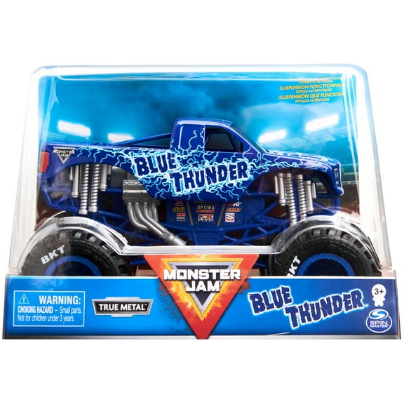 Monster Jam, Official Blue Thunder Monster Truck, Collector Die-Cast Vehicle, 1:24 Scale