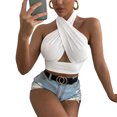 thumbnail image 1 of TxlixcChaleco de verano femenino, cuello de tirante cruzado de color sólido sin espalda, para niñas, 4 colores Txlixc  moda, 1 of 9