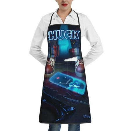 

Women Bride of Chucky Apron Adults Kitchen Cooking Baking Aprons with 2 Pockets for Home