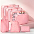 thumbnail image 3 of Travel Packing Cubes 8-Piece Set Foldable Lightweight Luggage Storage Bags with Handles, Versatile Tote Bag for Closet Organizers and Storage, Moving Hot Pink, 3 of 4