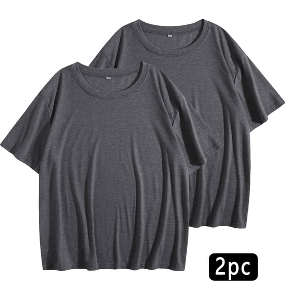 Tnhcen Women's 2 Pieces Summer Solid Color Short Sleeves Top Set Round Neck Loose Breathable Tees Shirts S-2XL
