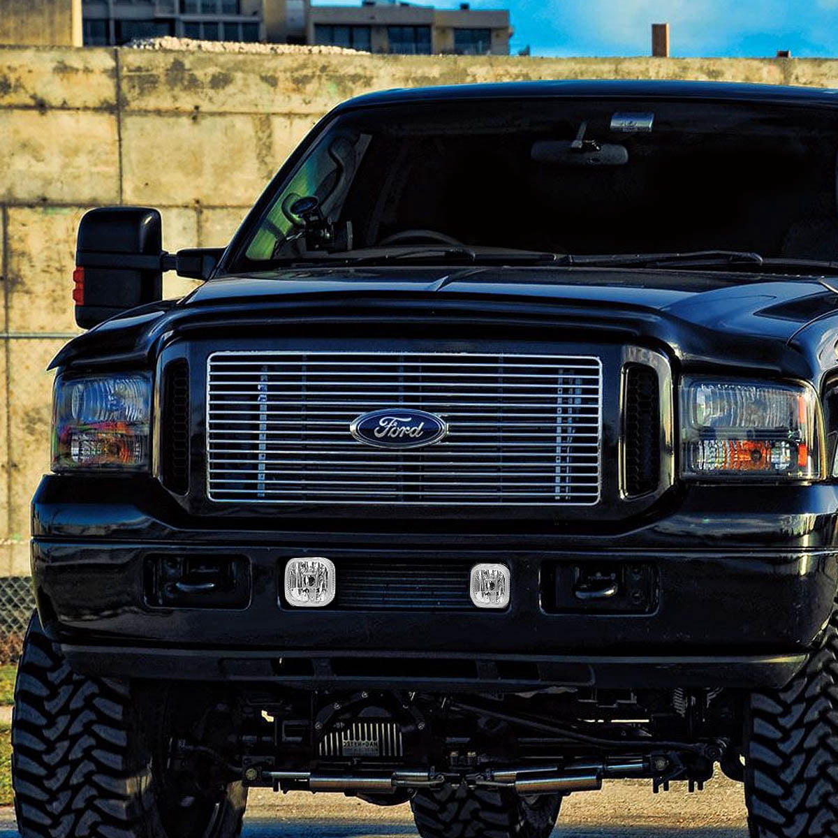 DNA Motoring FL-NS022-CH For 1999 to 2004 Ford Super Duty Excursion Pair Front Bumper Driving Fog Light Lamps F250 F350 F450 F550 SD Clear Lens 00 01 02 03