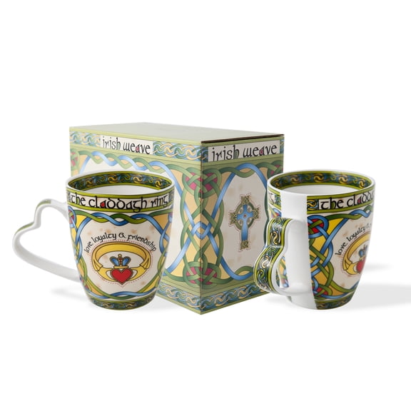 Irish Claddagh Mug Set of Two with Irish Gift Box