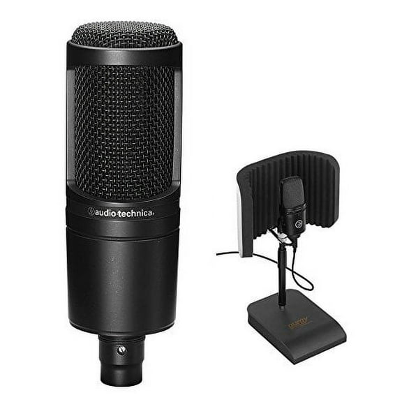 Audio-Technica AT2020 Cardioid Condenser Microphone with RFDT-128 Desktop Reflection Filter and Mic Stand