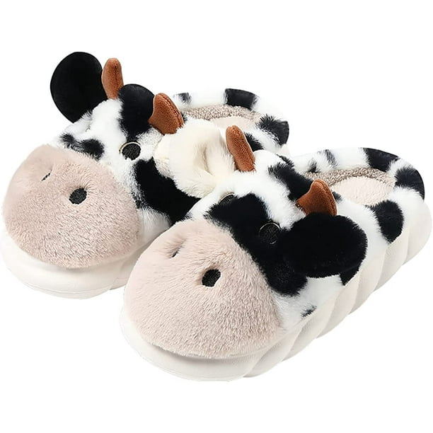 CoCopeanut Cow Fuzzy Slippers, Women Indoor Non-Slip Slippers - Walmart.com