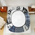 thumbnail image 5 of jejeloiu Happy Camping Twin Sheet Sets,Safari Bear Deer Twin Fitted Sheet,Blue Gray Check Flat Sheet For Kids,Microfiber Bedroom Decor,3pcs, 5 of 7