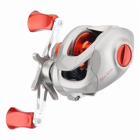 Baitcasting Fishing Reel With Semi-ceramic Bearings 8KG/17.64LB Max Drag 7.2:1 High Speed Gear Ratio Orange&Pink