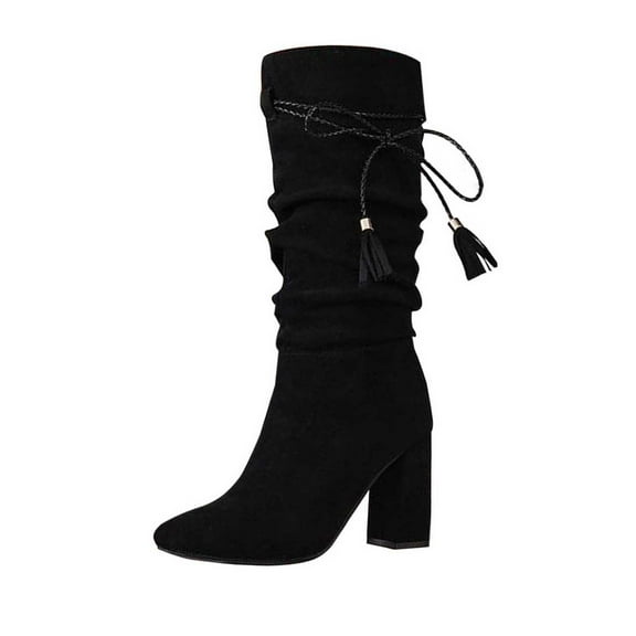 Womens Knee High Boots Suede Buckle Rock Lace Up Boot Black Knee High Boots Womens Wide Calf Suede Tall Booties Pointed Toe Slouchy Fall Boot Zipped Thigh High Heel Boots