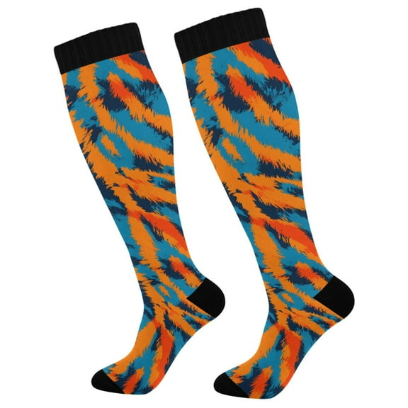 joogoo Orange Tiger Stripes Socks Women Men Knee High Sock