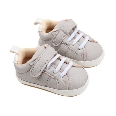 

Baby Boys Girls Crib Shoes Leather Sneakers Rubber Sole First Walkers