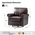 thumbnail image 6 of Genuine Leather Armchair Set of 2 Luxury Rocking Swivel Chair Metal Base Living Room Office Bedroom Espresso, 6 of 7