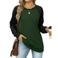 thumbnail image 6 of Scyoekwg Trendy Sweatshirts for Women Crewneck Raglan Sleeve Sweatshirt Fall Winter Clothes Long Sleeve Dressy Casual Pullover Tops Loose Solid Color Pullover Clothes(Green,M), 6 of 8