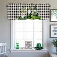 thumbnail image 4 of Kitchen Valances for Window, St. Patrick's Day Gnome Light Filtering Rod Pocket Valance Curtain, Green Shamrock Black Buffalo Plaid Short Curtains Window Topper for Bedroom Living Room 54x18in, 4 of 9