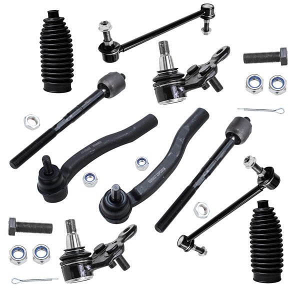 Detroit Axle - Front Tie Rods w/Boots Sway Bars Lower Ball Joints Replacement for 2004 2005 2006 2007 2008 2009 2010 Toyota Sienna