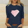 thumbnail image 2 of Penkiiy Valentines Day Shirts Women Cute Heart Shirt Casual Valentines Shirts for Women Long Sleeve Graphic Tees Tops L Navy, 2 of 5