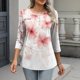 thumbnail image 5 of TaTaai Casual Printed Top Soft Breathable Women's Fashion Button Round Neck 3/4 Sleeve Loose Fit All Season Daily Party Fashion T-Shirt Gift, 5 of 7