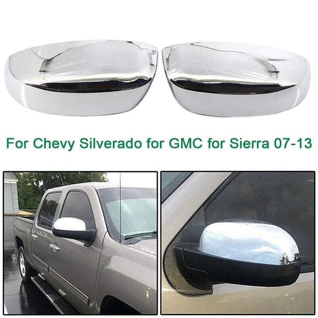 ALLTIMES Mirror Cover Caps for Chevy for Silverado for GMC for Sierra 07-13, Chrome ABS Plastic