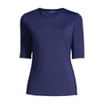 thumbnail image 3 of Lands' End Women's Petite SunShade UPF 50 Elbow Sleeve Rash Guard Swim Tee, 3 of 6