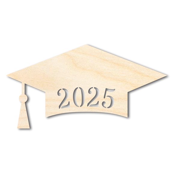 Unfinished Wood 2025 Graduation Cap Shape | DIY Craft Cutout 4" / 1/2"