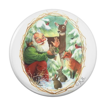 

Christmas Holiday Santa Claus Forest Animals Kitchen Refrigerator Locker Button Magnet
