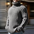 thumbnail image 6 of Ceisia Mens Thick Ribbed Turtleneck Knitted Sweater Long Sleeve Solid Color Warm Casual Pullover Top Gray XL Gift, 6 of 8