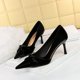 thumbnail image 3 of Zapatos de tacón para mujer, edición coreana, elegantes, para banquetes, tacones altos, ajustados, de boca baja, con lazo puntiagudo, zapatos individuales para mujer, 3 of 5