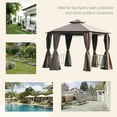 thumbnail image 5 of Barara King Gazebo, Outdoor Canopy Shelter,13' x 13' Double Roof Hexagon Outdoor Gazebo Canopy Shelter with Netting & Curtains, Coffee, 5 of 12