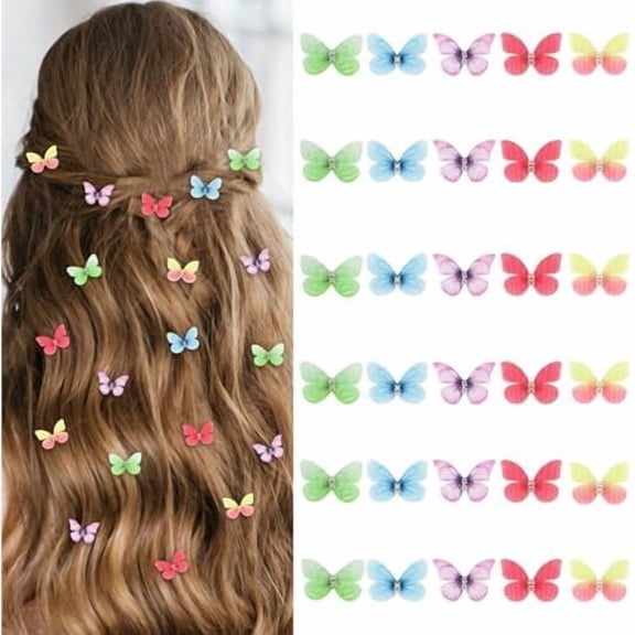 30 count Butterfly Hair Clips for Women Girls, Colorful Mini Hair Clip Y2K Small Butterfly Hair Pins, Cute Hair Accessories for Wedding Party