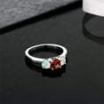 thumbnail image 3 of Gem Stone King 1.50 Ct Round Red Garnet White Simulated Opal 925 Sterling Silver Ring (Size 7), 3 of 5