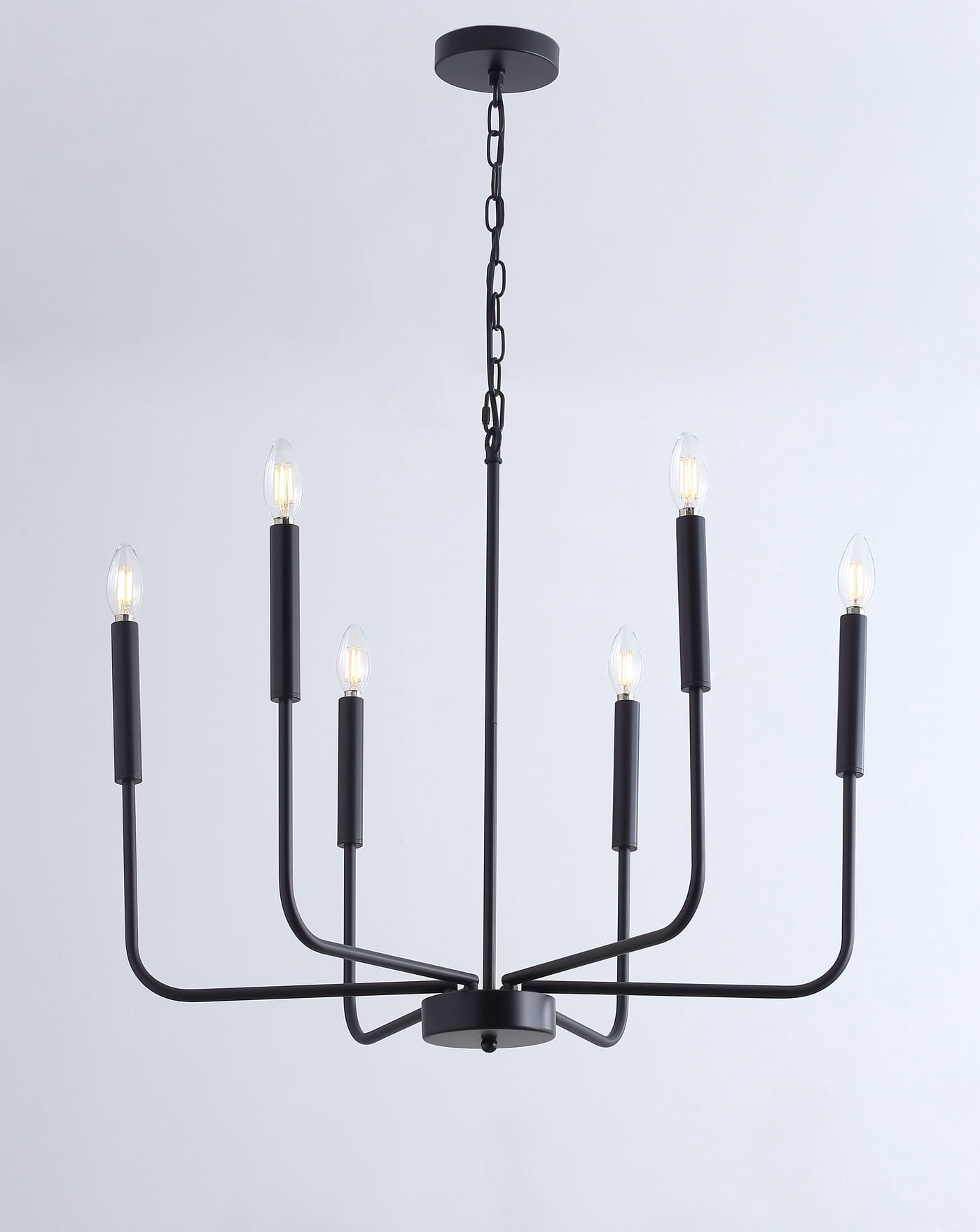 Aiwen Modern Candle Like Wagon Wheel Pendant Light Industrial Hanging Lamp Fixture Black