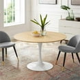 thumbnail image 3 of Maklaine 47.5" Round Modern Wood/Metal Dining Table in Natural/White, 3 of 5