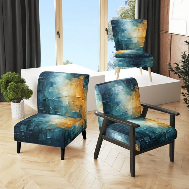 Designart "Sky Celestial Serenity composition" Teal Modern Upholstered Accent Chair - Traditional Arm Chair For Living Room
