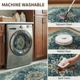 thumbnail image 4 of KoshiMe Washable Area Rug 8'x10', Non-Slip Soft Vintage Distress Floral Rugs for Living Room, Stain Resistant Low Pile Medallion Carpet for Dining Room Office, Dark Blue, 4 of 9