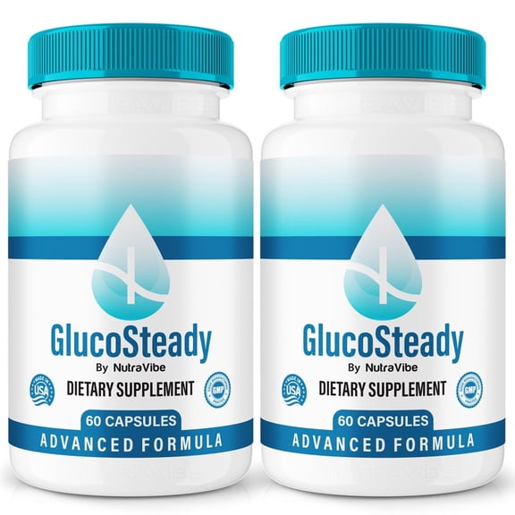 (2 Pack) GlucoSteady – Original Formula with a Clean Blend to Support Healthy Circulation, Natural Energy & Balanced Levels | Just 2 Easy-to-Swallow Pills Daily (120 Capsules)