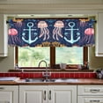 thumbnail image 3 of Yayeee Kitchen Curtains Tier Set of 2 Light Filtering 57"x24" Over Sink Window Panels, Blue Anchor, 3 of 7
