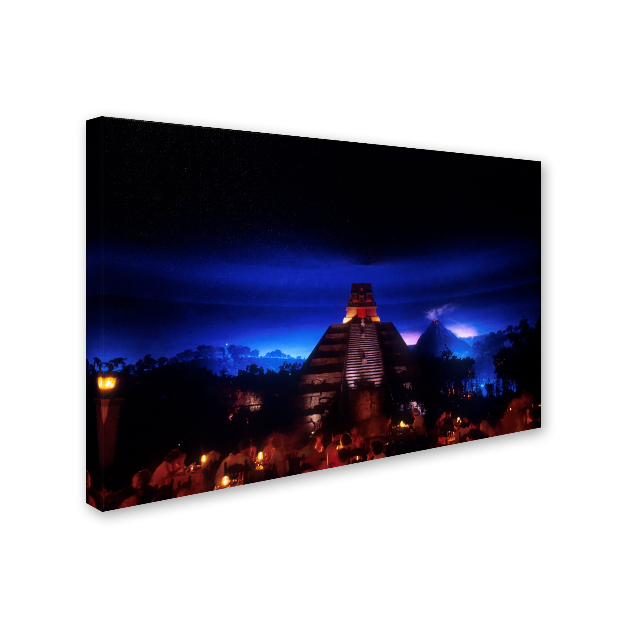 Trademark Fine Art 'Night Epcot Mayan Pyramid 2' Canvas Art by Robert K Jones