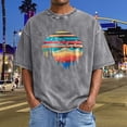 thumbnail image 2 of Telankuip Mens Retro Washing Short Sleeve T-Shirts Sunset Graphic Crewneck Casual Printed Tees 2026 Summer Beach Hawaiian Vintage Shirts Loose Comfy Casual Tops Grey L, 2 of 4