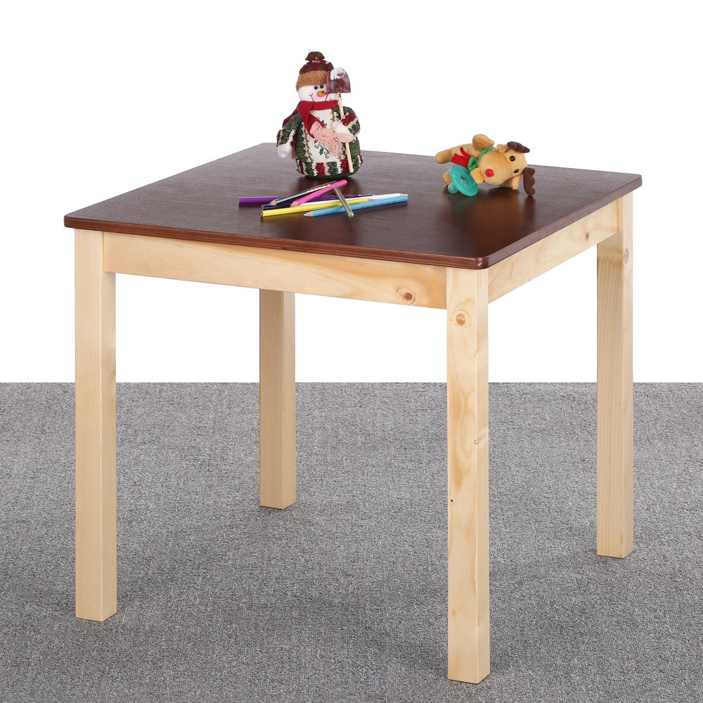iKayaa Cute Wooden Kids Table Solid Pine Wood Square Toddler Children